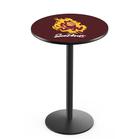 Holland Bar Stool Co 36" Blk Wrinkle Arizona State Pub Table, Sparky Logo L214B3628ArizSt-S